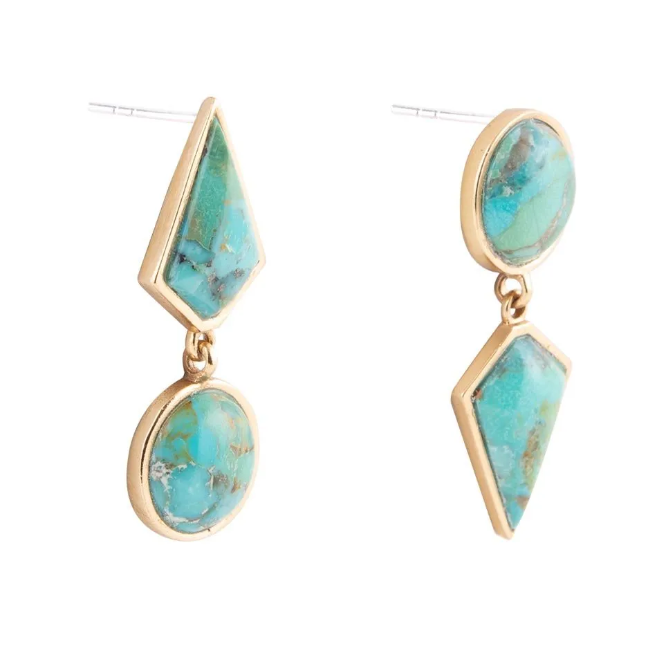 Miss-Matched Blue Turquoise Golden Post Earrings sold by Barse product image thumbnail 3
