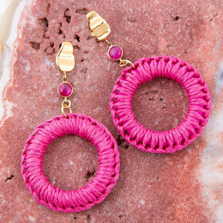 Dreams Pink Magenta Agate Woven Ring Golden Earrings sold by Barse product image thumbnail 2