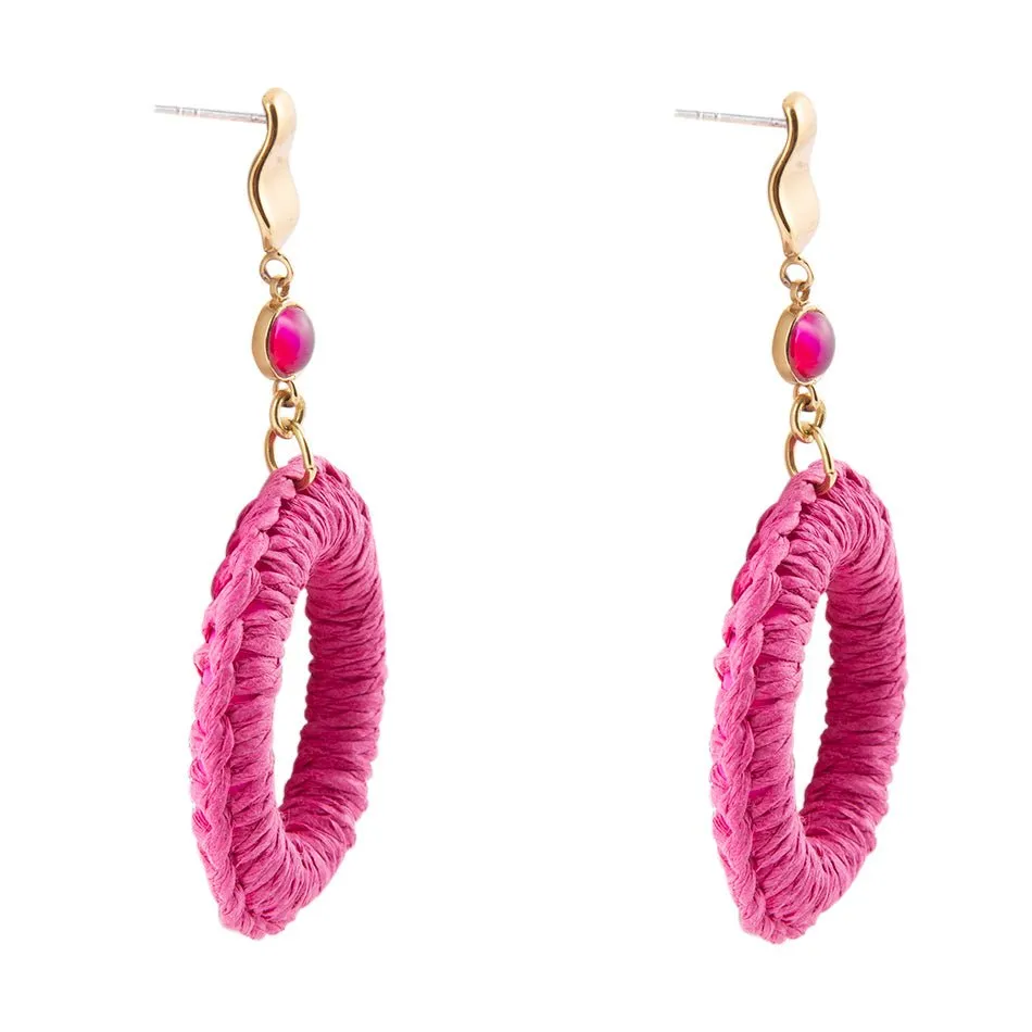 Dreams Pink Magenta Agate Woven Ring Golden Earrings sold by Barse product image thumbnail 3