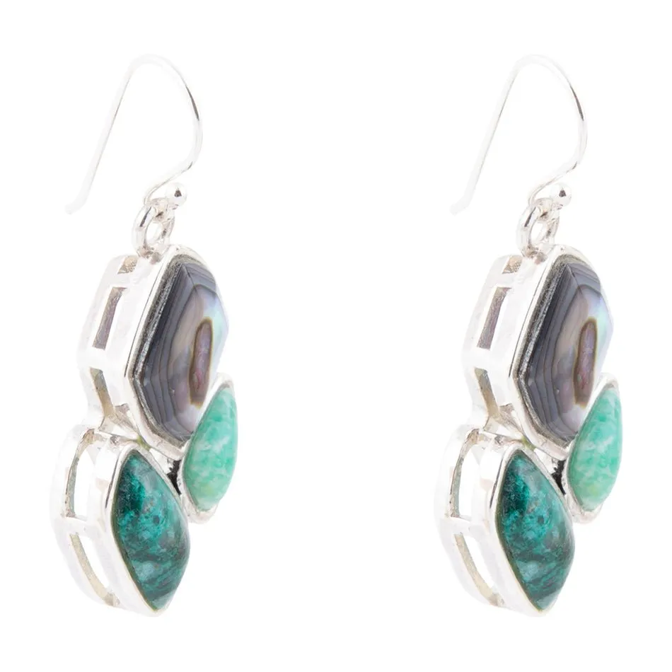 Blue Abalone Fire Sterling Silver Cluster Earrings sold by Barse product image thumbnail 3