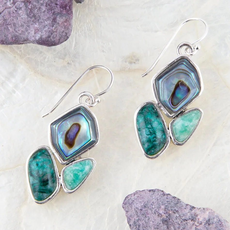 Blue Abalone Fire Sterling Silver Cluster Earrings sold by Barse product image thumbnail 4