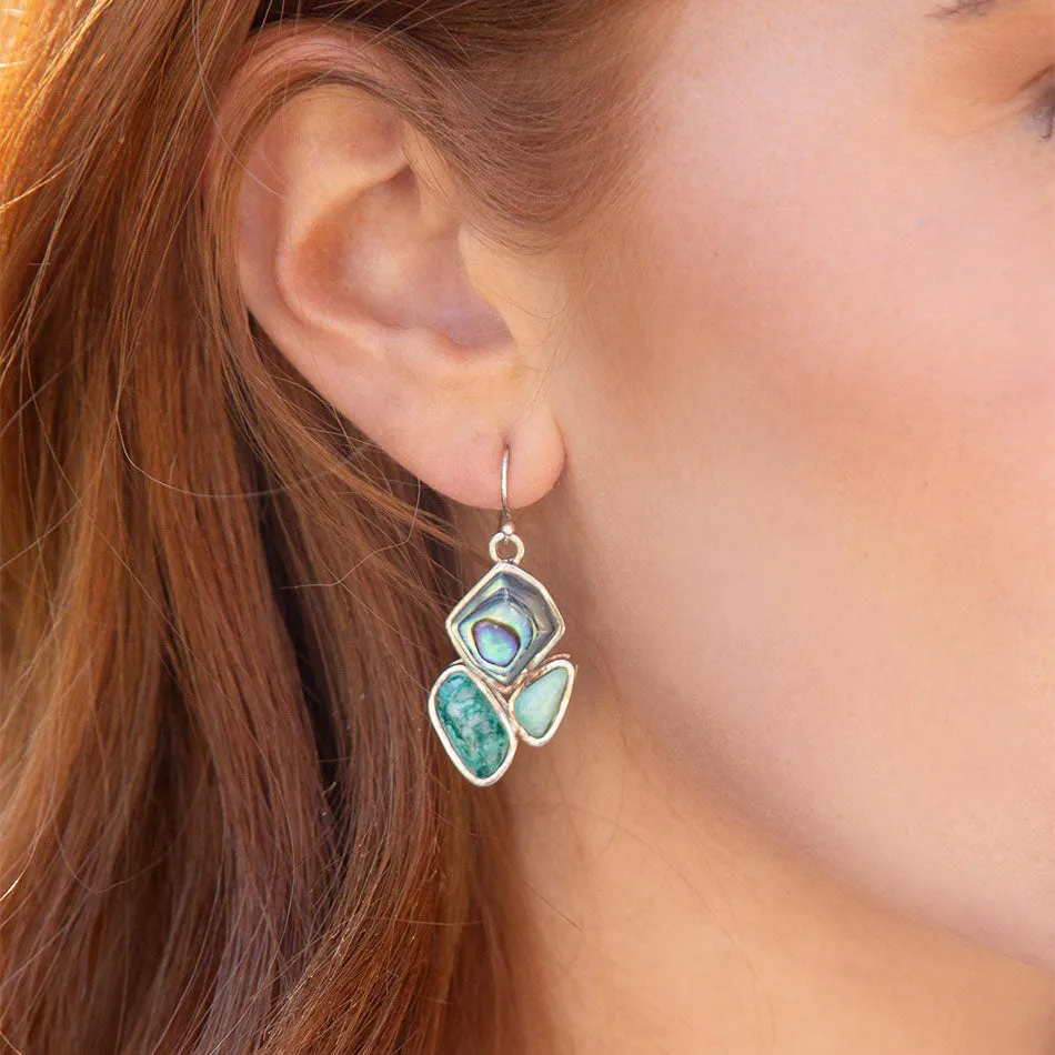 Blue Abalone Fire Sterling Silver Cluster Earrings sold by Barse product image thumbnail 2