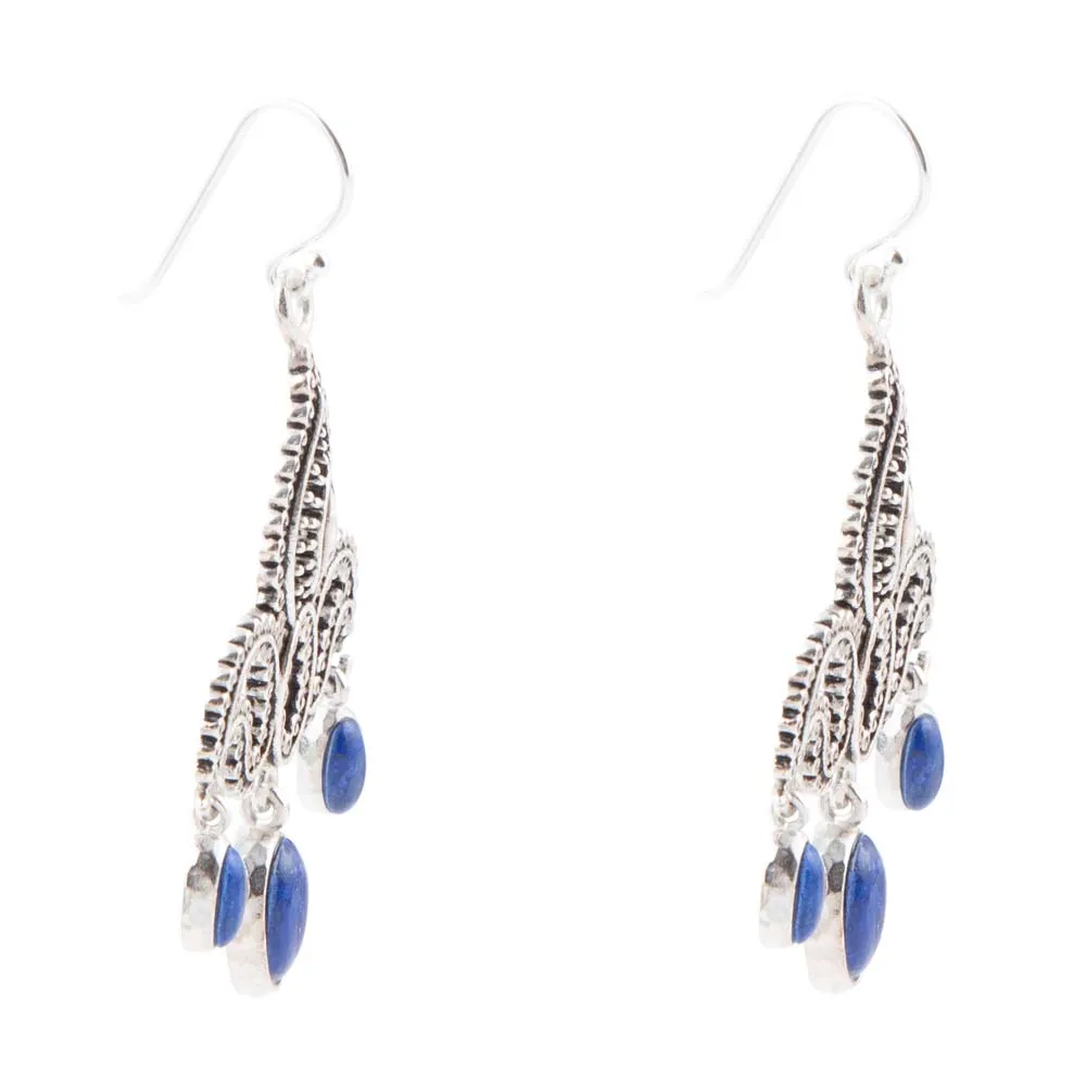 Mehendi Blue Lapis and Sterling Silver Chandelier Earrings sold by Barse product image thumbnail 3