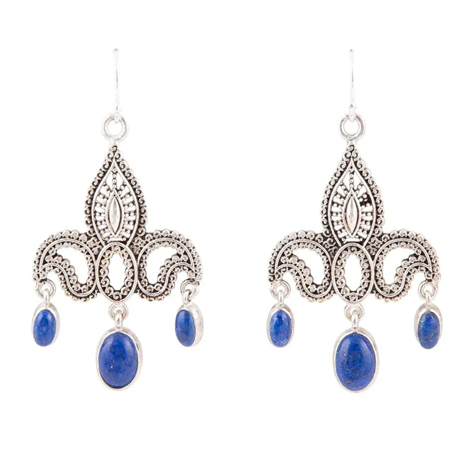Mehendi Blue Lapis and Sterling Silver Chandelier Earrings sold by Barse