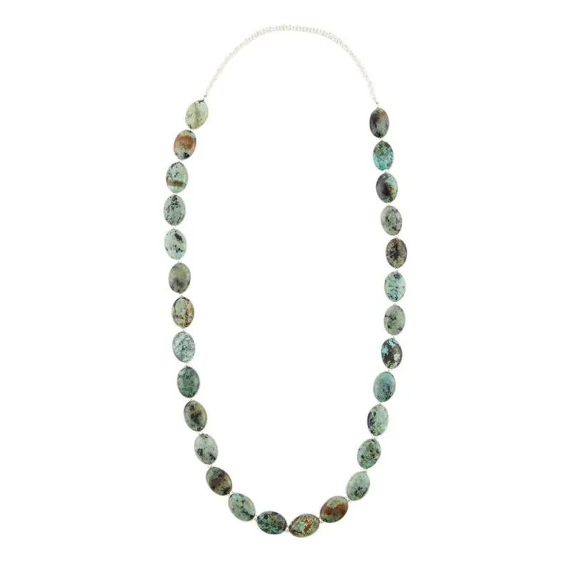 Green African Turquoise Slip On Sterling Silver Necklace sold by Barse