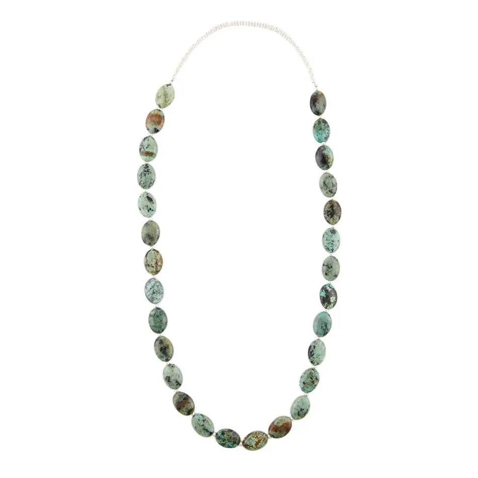 Green African Turquoise Slip On Sterling Silver Necklace sold by Barse