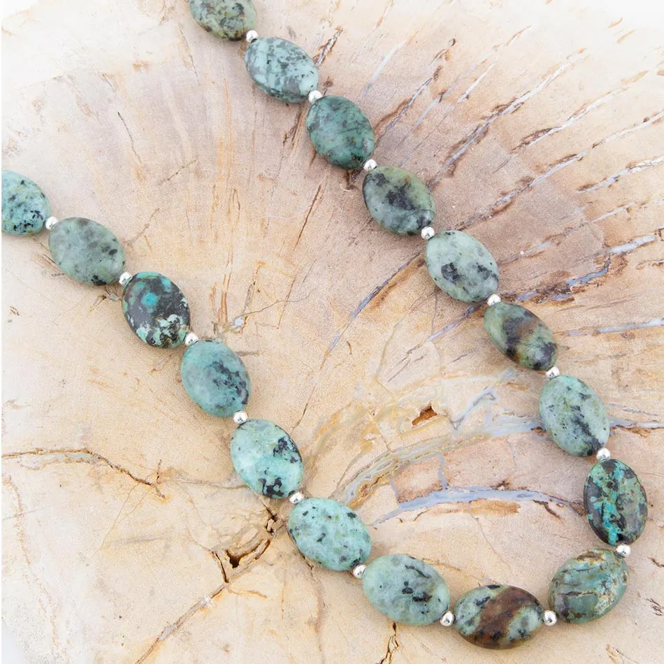 Green African Turquoise Slip On Sterling Silver Necklace sold by Barse product image thumbnail 2