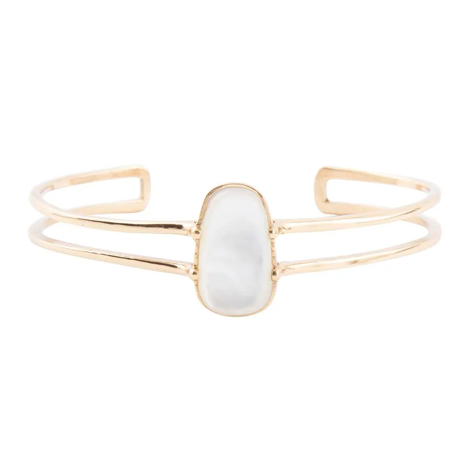 Madeline White Mother of Pearl and Golden Cuff Bracelet sold by Barse product image thumbnail 3