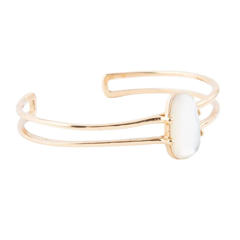 Madeline White Mother of Pearl and Golden Cuff Bracelet sold by Barse