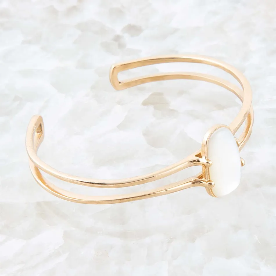 Madeline White Mother of Pearl and Golden Cuff Bracelet sold by Barse product image thumbnail 2