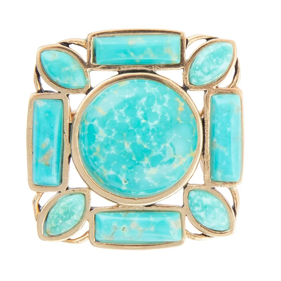 Deco Green Turquoise Golden Statement Ring sold by Barse product image thumbnail 3