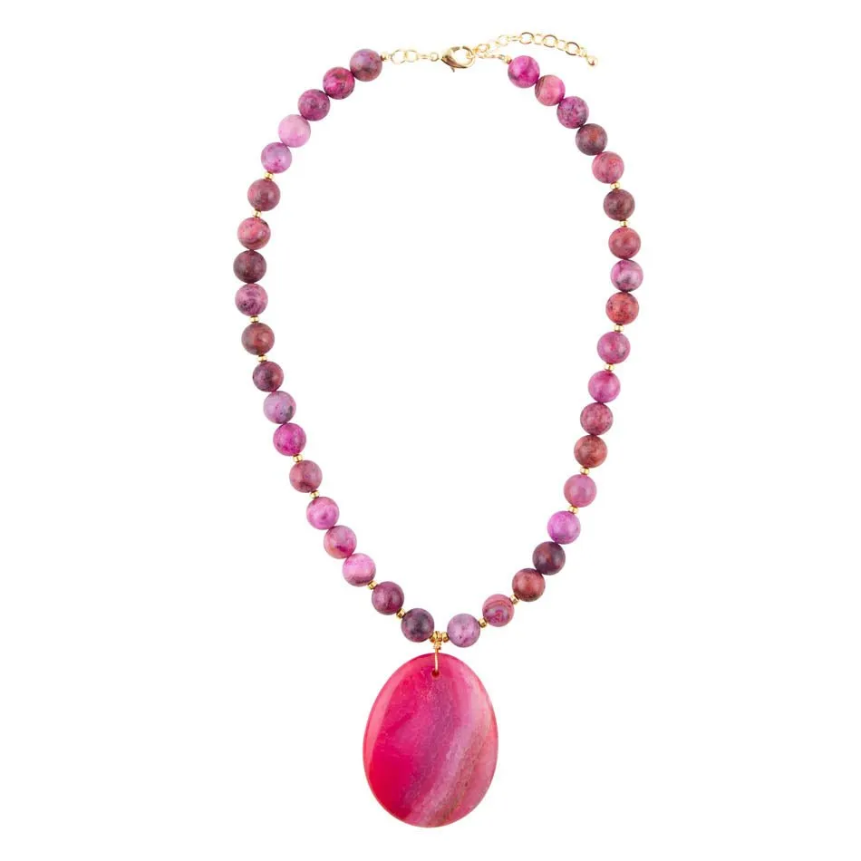 Pink Magenta Dreams Agate Slab Pendant Necklace sold by Barse product image thumbnail 4