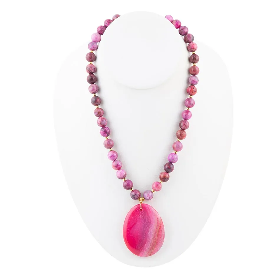 Pink Magenta Dreams Agate Slab Pendant Necklace sold by Barse product image thumbnail 3