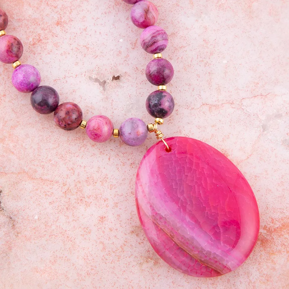 Pink Magenta Dreams Agate Slab Pendant Necklace sold by Barse product image thumbnail 2