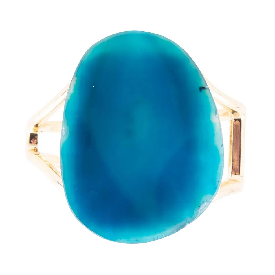 Cobalt Blue Agate Slab Cuff Golden Bracelet sold by Barse product image thumbnail 3