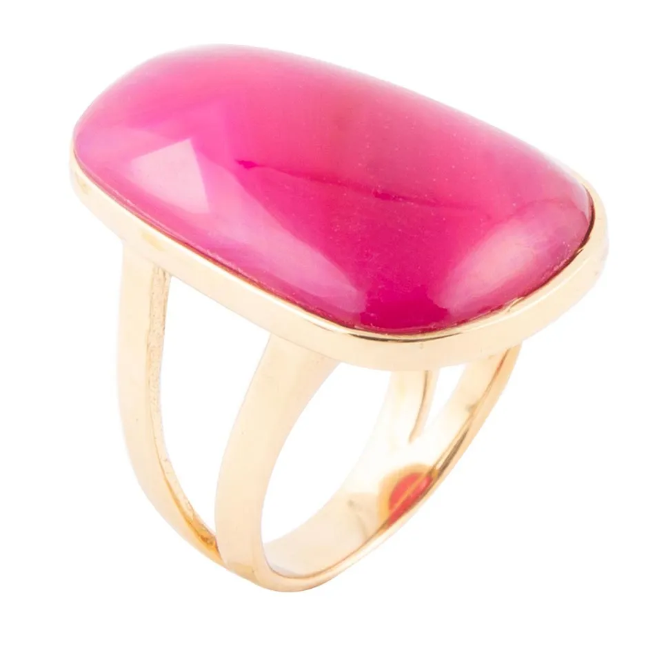 Madeleine Pink Agate Golden Ring sold by Barse