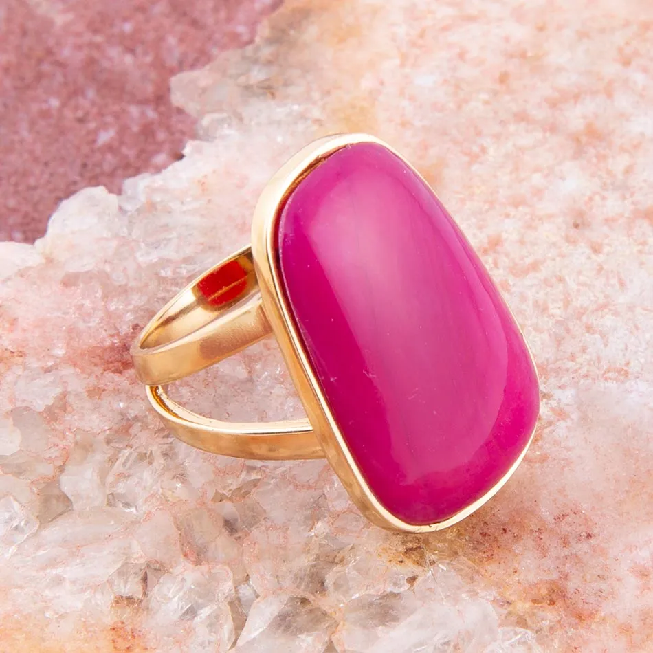 Madeleine Pink Agate Golden Ring sold by Barse product image thumbnail 2