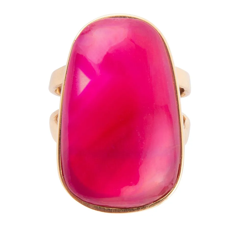 Madeleine Pink Agate Golden Ring sold by Barse product image thumbnail 3
