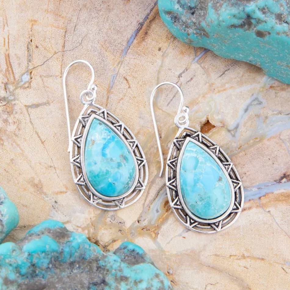 Perfect Blue Turquoise Sterling Silver Drop Earrings sold by Barse product image thumbnail 2