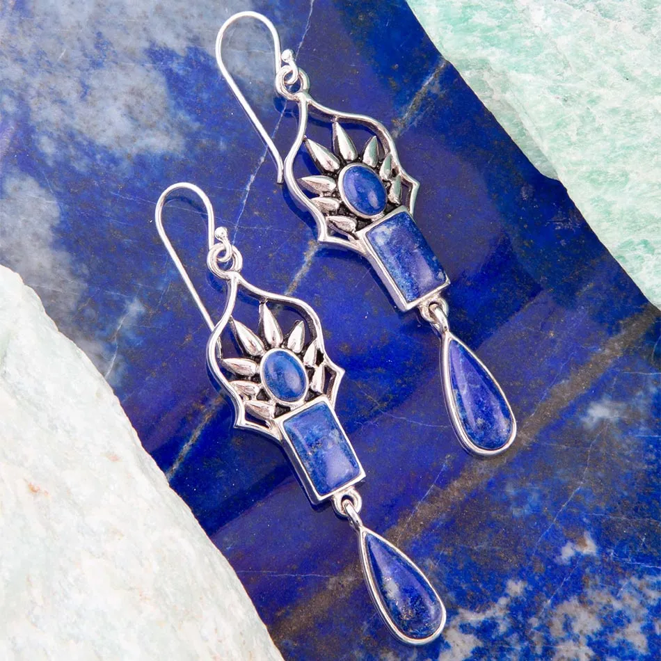 Albie Blue Lapis and Sterling Silver Drop Earrings sold by Barse product image thumbnail 2