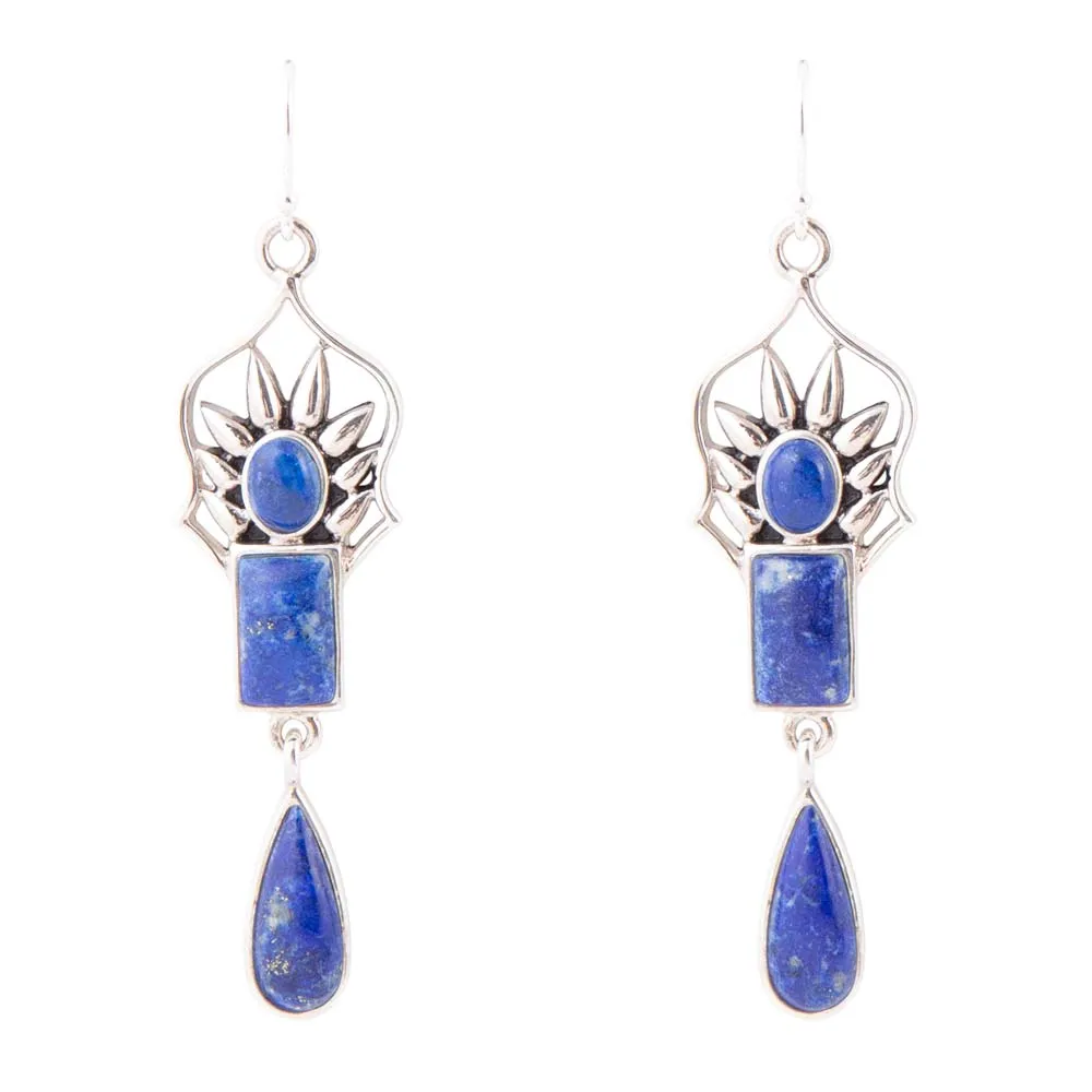 Albie Blue Lapis and Sterling Silver Drop Earrings sold by Barse