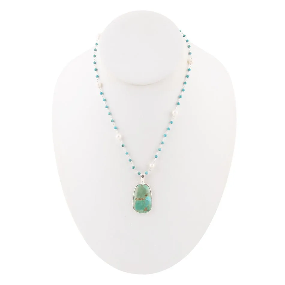 Madeleine Blue Turquoise and Sterling Silver Drop Pendant Necklace sold by Barse product image thumbnail 3