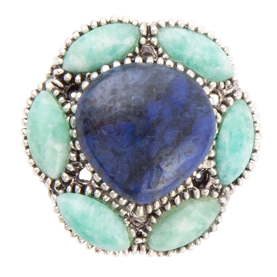 Soledad Blue Denim Lapis & Amazonite Sterling Silver Ring sold by Barse product image thumbnail 4