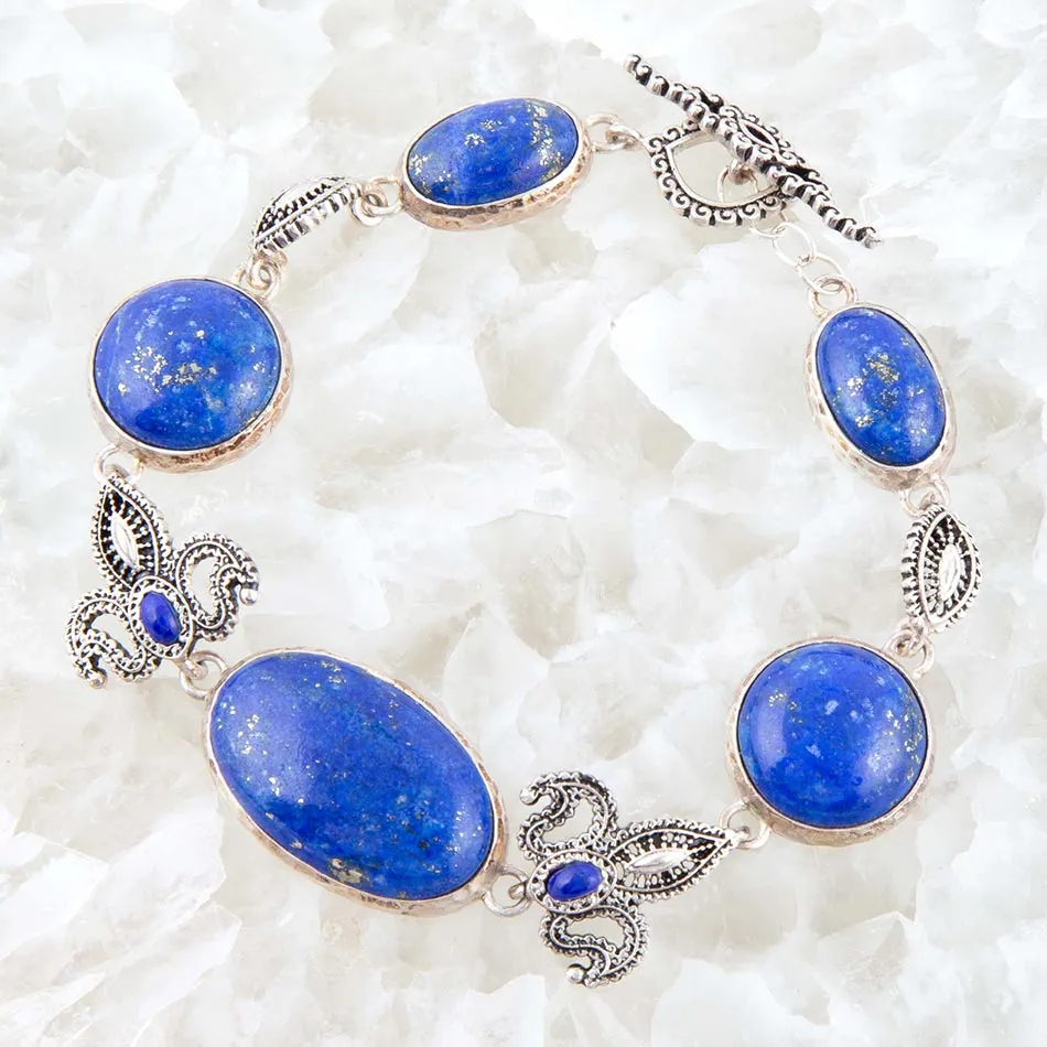 Mehndi Blue Lapis and Sterling Silver Link Bracelet sold by Barse product image thumbnail 2