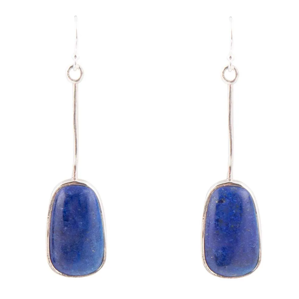 Madeleine Blue Lapis and Sterling Silver Drop Earrings sold by Barse
