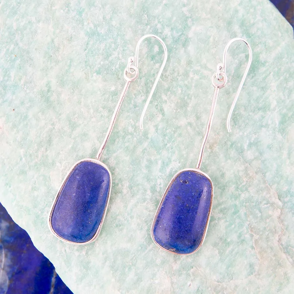 Madeleine Blue Lapis and Sterling Silver Drop Earrings sold by Barse product image thumbnail 2