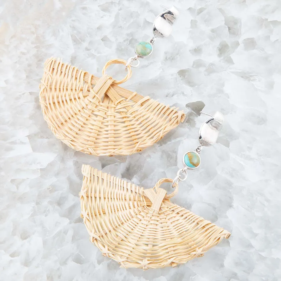 Fan of Rattan Blue Turquoise and Sterling Silver Earrings sold by Barse product image thumbnail 2