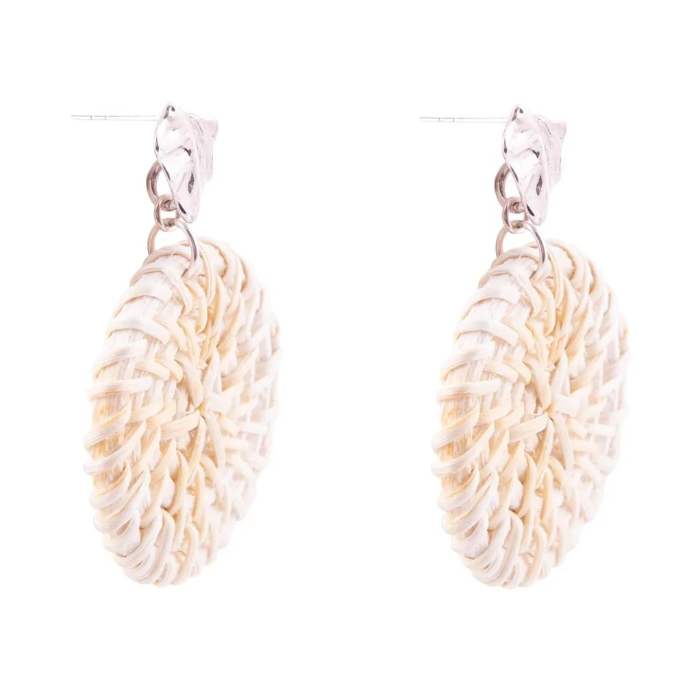 Sterling Silver Tan Rattan Statement Earrings sold by Barse product image thumbnail 3