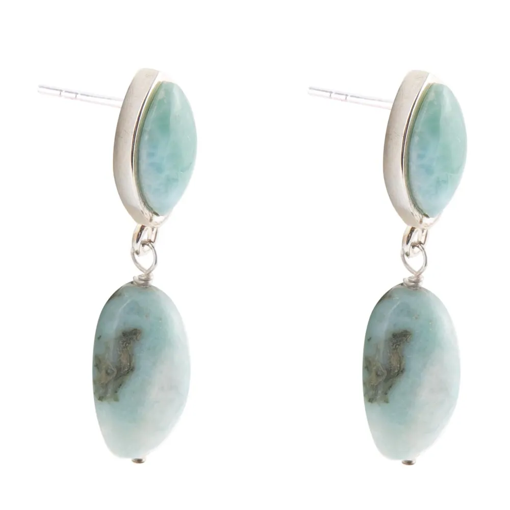 Dolce Blue Larimar and Sterling Silver Drop Earrings sold by Barse product image thumbnail 3