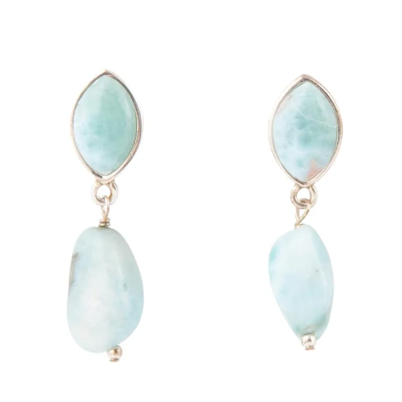 Dolce Blue Larimar and Sterling Silver Drop Earrings sold by Barse