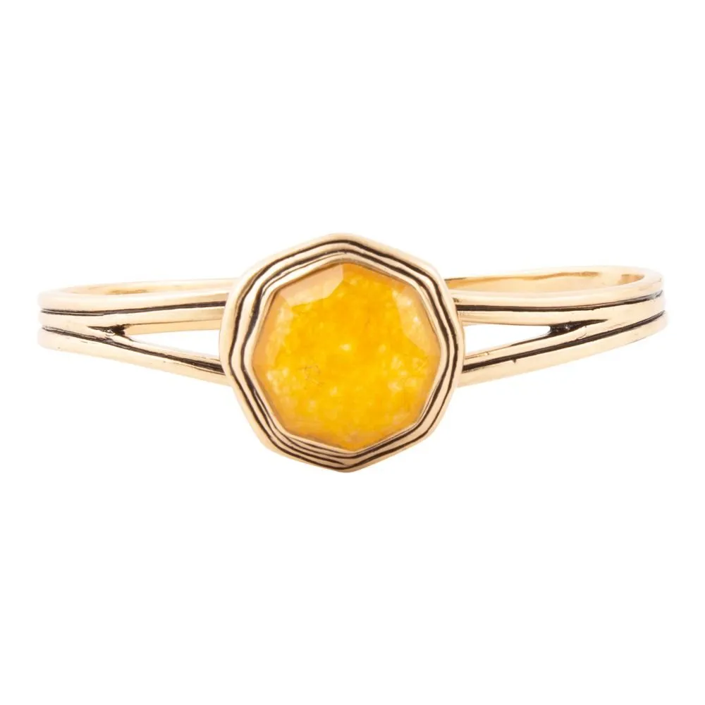 River Rocks Yellow Quartz and Golden Cuff Bracelet sold by Barse product image thumbnail 3