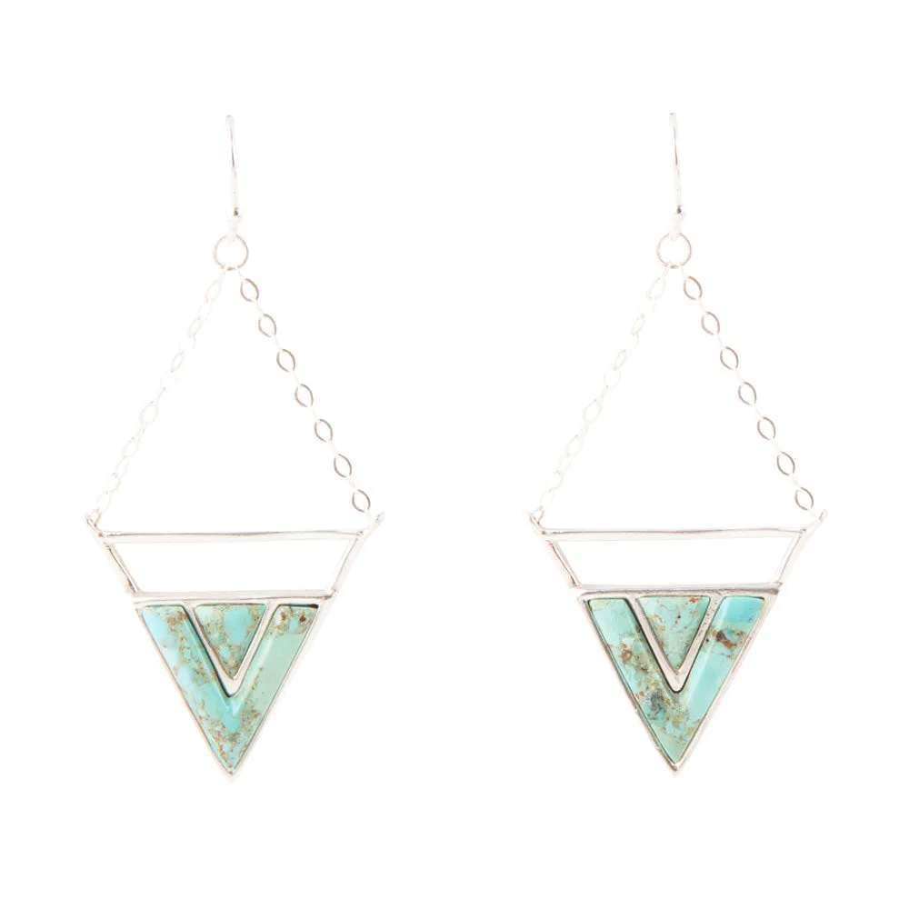Trapeze Blue Turquoise and Sterling Silver Earrings sold by Barse