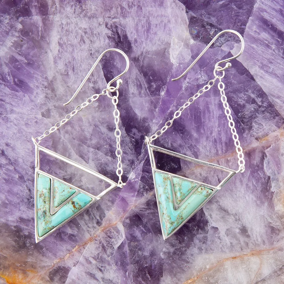 Trapeze Blue Turquoise and Sterling Silver Earrings sold by Barse product image thumbnail 2
