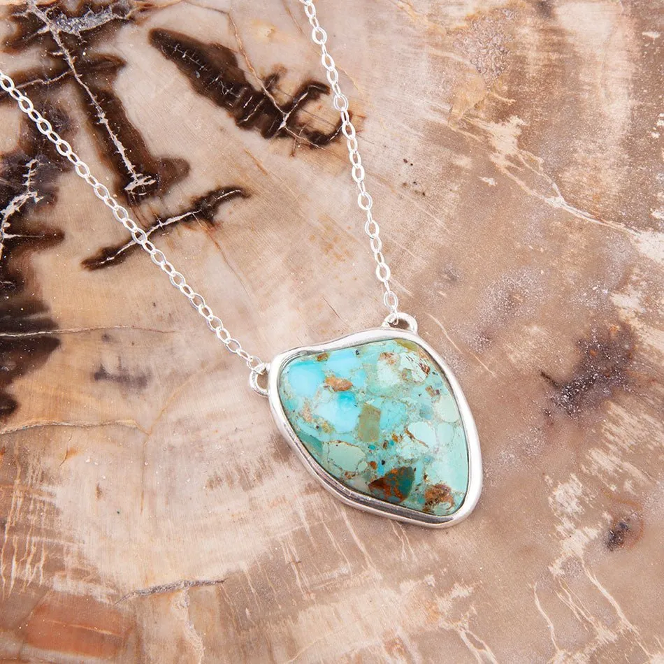Abstract Blue Turquoise and Sterling Silver Pendant Necklace sold by Barse product image thumbnail 2