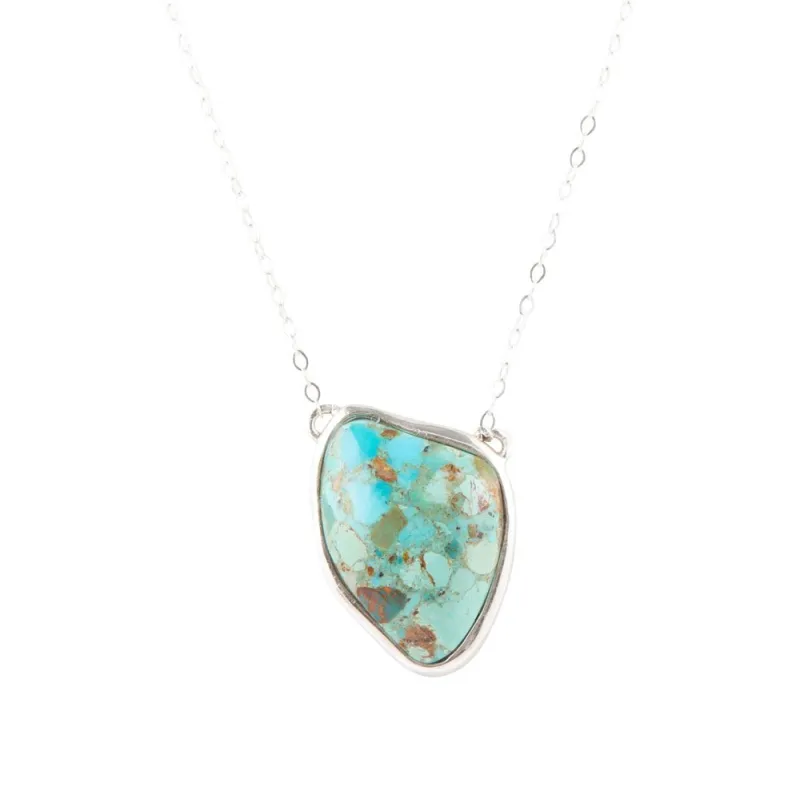 Abstract Blue Turquoise and Sterling Silver Pendant Necklace sold by Barse