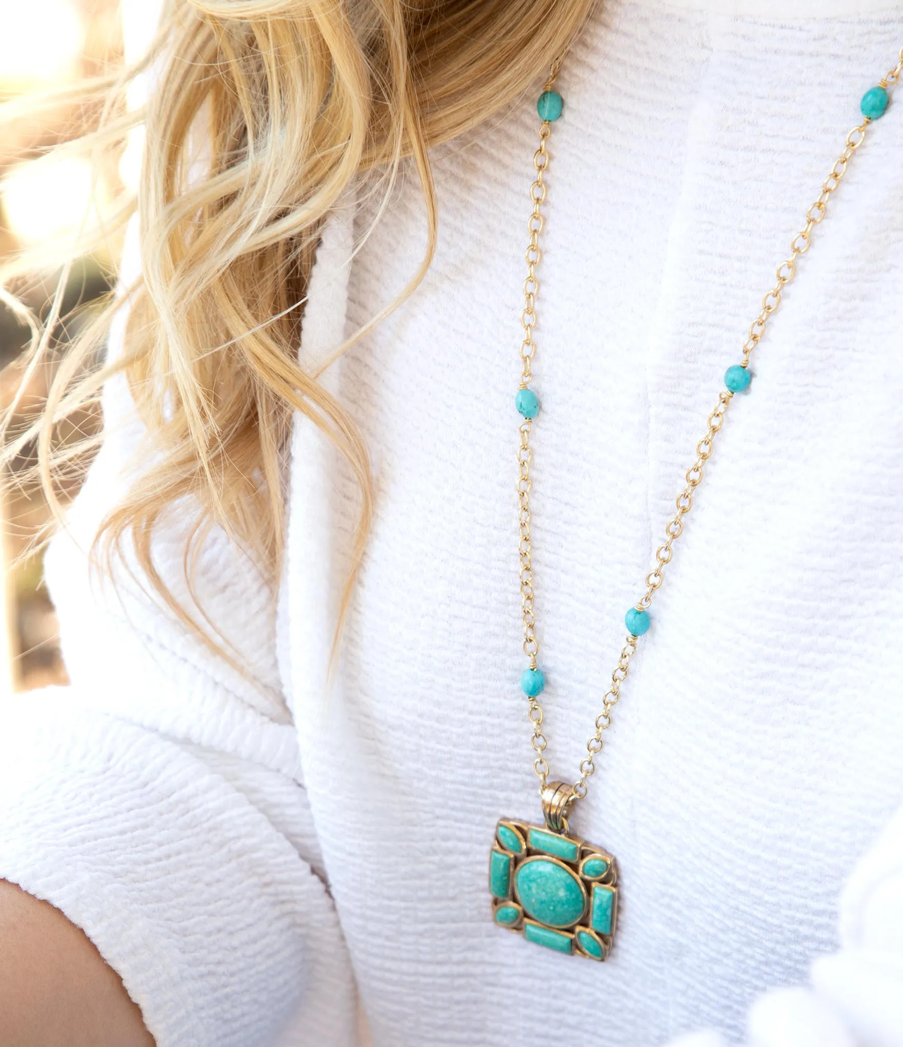 Squared Up Green Turquoise Pendant Necklace sold by Barse product image thumbnail 2