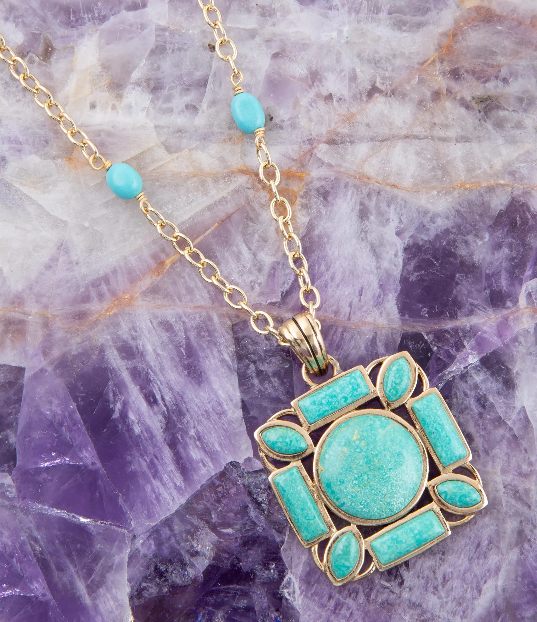 Squared Up Green Turquoise Pendant Necklace sold by Barse product image thumbnail 3