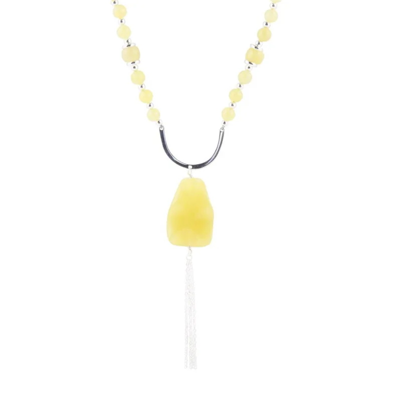 Chartruese Lemon Jade Long Pendant Necklace sold by Barse