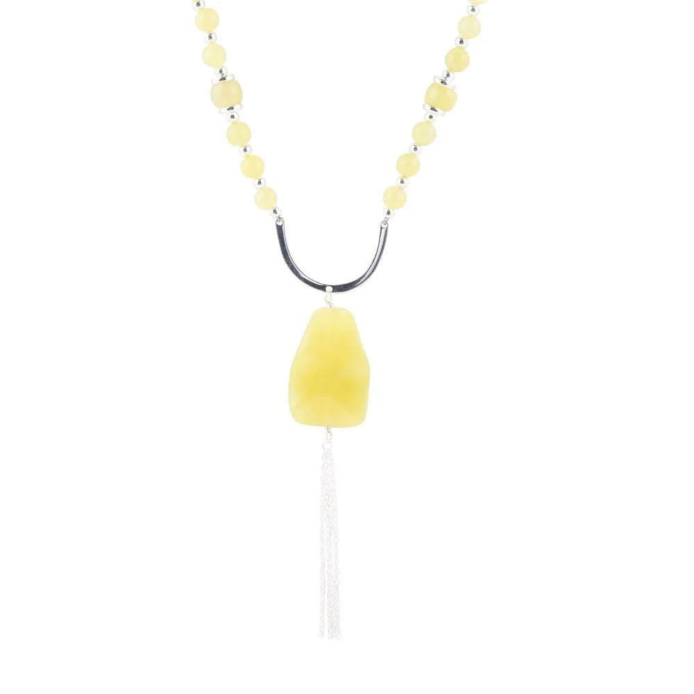 Chartruese Lemon Jade Long Pendant Necklace sold by Barse