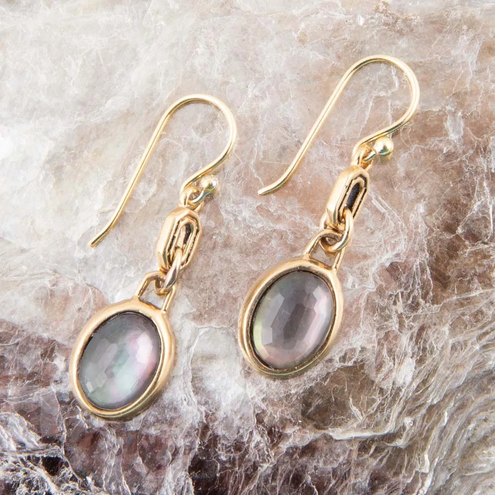 Black Mother of Pearl and Golden Bronze Drop Earrings sold by Barse product image thumbnail 2