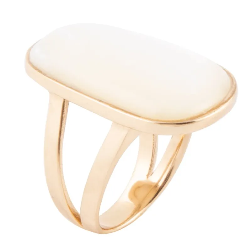 High Class White Mother of Pearl Golden Ring sold by Barse