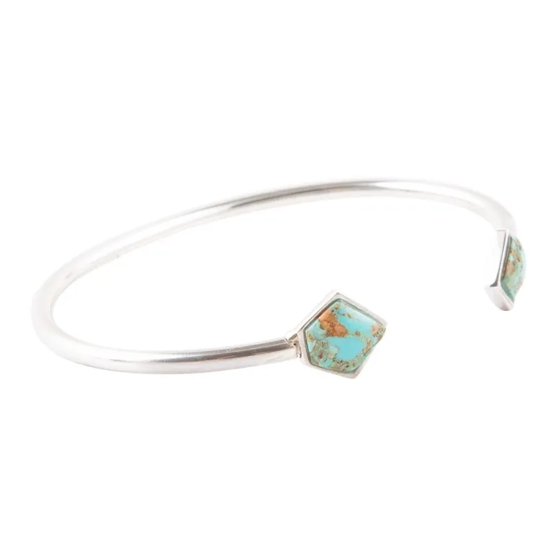 Mirror Image Blue Turquoise and Sterling Silver Cuff Bracelet sold by Barse