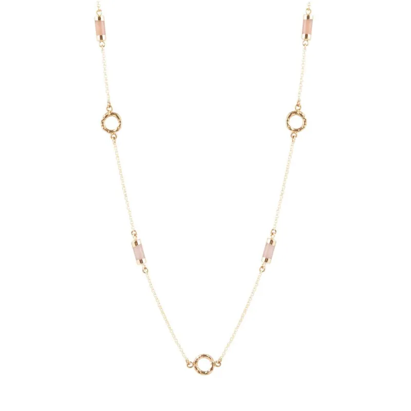 Long Delicate Orange Moonstone and Bronze Necklace sold by Barse