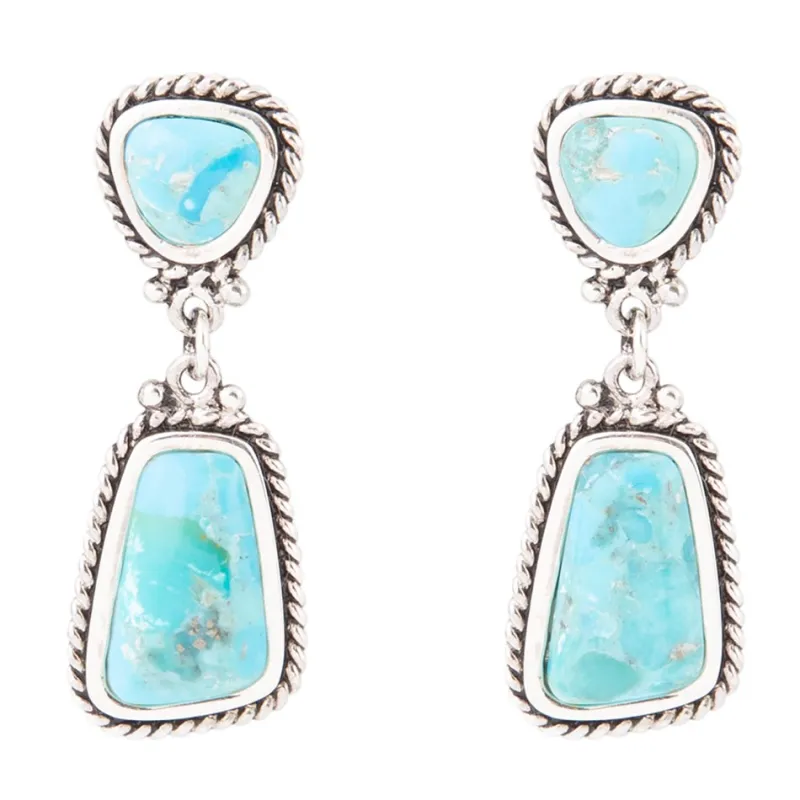 Statement Turquoise and Sterling Silver Roped Earrings sold by Barse