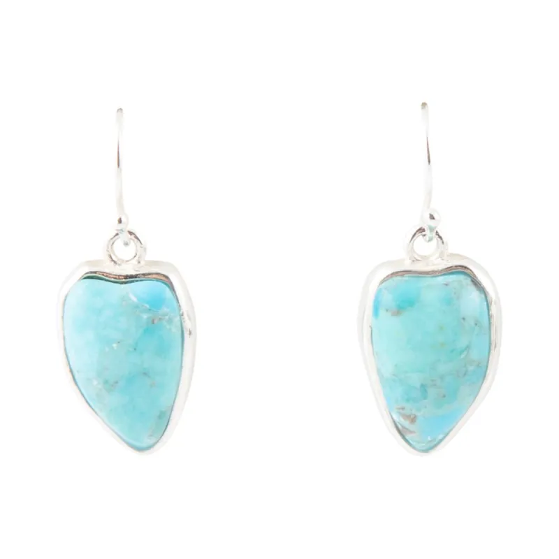 Organic Turquoise and Sterling Silver Drop Earrings sold by Barse