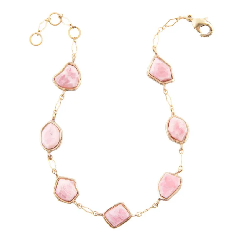 Pink Rhodonite and Golden Line Bracelet sold by Barse